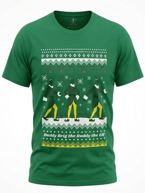 Elf The Movie Christmas Graphic T-Shirt Green Mens Size Large Holiday Tee